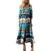 iSpchen ZUMUii Butterme - Vestito Lungo da Donna, Vintage, con Scollo a V, Floreale, Bohemia, Stampa Laterale, con Scollo Lungo, Maniche Lunghe, Maxi Vestito, da Spiaggia, Cardigan Sundress Cover ups