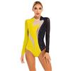 TiaoBug Donna Balletto Body da Danza Classica Moderna Abito da Ginnastica Pattinaggio Artistico Tank Leotard con Strass Costumi di Danza Jazz Samba Ballo Latino Jumpsuit Nero&Giallo S