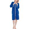 Aquarti Accappatoio Corto con Cerniera Maniche 3/4 Donna, Blu, XL