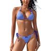SHEKINI Bikini da donna con allacciatura al collo, bikini in due pezzi, costume da bagno a triangolo, A quadretti blu navy, S