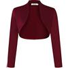 KOJOOIN Donna Cardigan a Maniche 3/4 Elegante Bolero Aperto Coprispalle Shrug Corto Festivo Giacca a Spalla A-Borgogna XL