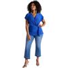 FIORELLA RUBINO: T-Shirt in Jersey con Incrocio Curvy Size Bluette Stagione Primavera Estate 2025.