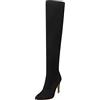 Generic Stivali sopra il ginocchio da donna con tacco alto a spillo con tacco a spillo, stivali alti in pelle scamosciata, elasticizzati, lunghi e alti al ginocchio, eleganti stivali da donna, Nero , 38 EU