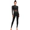 MSemis Tuta Intera da Pattinaggio Artistico Donna Balletto Body Danza Classica Moderna Manica Lunga Ballet Leotard Body Ginnastica Ritmica con Strass Dancewear