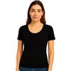 Intimitaly Set 2 Maglie Termiche da Donna, Cotone Puro 100%, Mezze Corte o Spalla Larga, Bordo Raso, Trattamento Termico, Felpatura Soffice Bianche e Nere (2 Nere Mezza Manica, XL)
