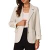 Allegra K Donna Blazer da Lavoro Ufficio con Rever a Tacca Maniche Lunghe | Foderato Spalline Imbottite Tasche con Patella Chiusura Oro Polsini a Pannelli Riunioni Uso Quotidiano