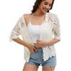 SMDPPWDBB - Cardigan Aperto da Donna, a Mezza Manica - Bianco - Taglia Unica