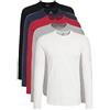 Lower East LE133, Maglietta a Maniche Lunghe Uomo, Nero/Blu (Scuro)/Rosso/Grigio (Chiaro Mélange)/Bianco, 3XL
