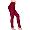 Romastory Leggings sportivi da donna elasticizzati lucidi leggings da yoga collant, Rosso vinaccia, M