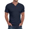 PrinStory T-shirt a maniche corte da uomo con scollo a V a righe Henley maglietta basic slim fit casual maglietta estiva da uomo top