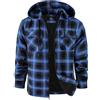 zitysport Camicia Giacca Uomo Tasca Petto Foderato in Pile Foderato in Pile Cappotto Invernale con Tasche Giacca Flanella con Cappuccio Uomo Sudore Cappuccio(Nero Blu,M)