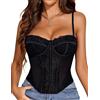 Avidlove Corsetto da donna in pizzo, con ferretto, sexy, per Halloween, esotico, vestibilità aderente, nero, Large