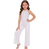 Kaerm Ragazza Body Danza Classica Ginnastica Artistica Balletto Leotards Body da Pattinaggio Artistico Tuta Intera Ballo Latino Lirico Contemporaneo Costume da Competizione Bianco 11-12 anni
