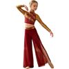 JEATHA Bambini Conjunto Danza Lirica Schiena Tagliata Gambe Larghe Ginnastica Danza Jazz Maglietta Scintillante Lirica Pantaloni Seta