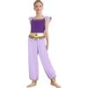 CHICTRY Principessa Araba Costume per Bambina Vestito Indiano Arabo Vestito da Danza del Ventre Belly Danza Costume Carnevale Halloween Abito Travestimento Viola 7-8 Anni