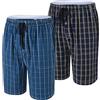 MoFiz Pantaloni Corti Pigiama Uomo Cotone Shorts a Quadretti da Notte Pantaloncini Estivi con Tasche Pacco da 2 A05 EU XXL (Etichetta XL)