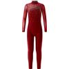 iEFiEL Tuta da Pattinaggio Artistica per Bambina Tuta Intera da Ginnastica Ragazza Ballerina Leotards Balletto Strass Jumpsuit da Ballo Dancewear Spettacolo Borgogna 13-14 Anni