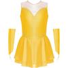dPois Vestito da Balletto Bambina Strass Tutu Ballerina Body Danza Classica Moderna Abito da Pattinaggio Artistico Ballo Lirico Contemporaneo Costumi di Danza Samba Salsa Giallo A 15-16 Anni