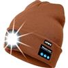 ATNKE Berretto Bluetooth con LED Illuminato, USB Ricaricabile Wireless Musicale Cappello Corsa Ultra Bright 4 LED Impermeabile Lampada per Sci Escursionismo Campeggio Ciclismo/Red Brown