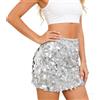 SilverChry Gonna con Paillette da Donna con Glitter e Gonna Corta, Gonnaglitterata, Minigonnasexy per Abiti di Carnevale, per Feste, Carnevali e Festival (IT, Testo, M, Regular, Regular, Argento)