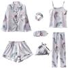 Jamron Ragazze Bambine 7PCS Raso Set Pigiama Primavera Estate Top & Pantaloni Indumenti da Notte
