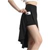 Bezioner Gonna Pantalone Donna Lunga con Pantaloncini e Tasche Midi Gonne Sportiva Orlo a Volant con Spacco Skort Tennis Golf Nero XL