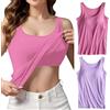 Jamron Donna 2 Pezzi Basic Canottiera con Reggiseno Imbottito Incorporato Canottiere Elasticizzate a Spalline Larghe