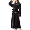 Generic Accappatoio termico da donna in pile spesso, accappatoio termico in flanella, vestaglia personalizzata in pile, vestaglia in spugna, vestaglia in peluche, abbigliamento casual, Nero , 3XL