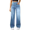Generic Baggy Jeans da donna a vita alta, con elastico in vita, jeans a gamba larga, pantaloni elasticizzati, pantaloni da jogging per adolescenti, jeans Y2K