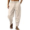 Generico Kirakuco Pantaloni Uomo Giapponesi Leggeri Baggy Harem Pants in Cotone e Lino Larghi Casual Pantaloni Estivo Traspirante Pantalone Giapponese Pantaloni Lunghi da Yoga e Spiaggia Moda 2026