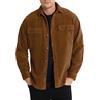 Elegancity Uomo Camicia in Velluto a Coste a Manica Lunga Casual Camicia Uomo Giacca Regular Fit Button Up Camicia Giacca con Tasca con Patta Marrone，S