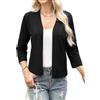Aottori Cardigan Donna Corto Elegante Coprispalle Manica a 3/4 Bolero Lavorato a Maglia Giacca Leggero Estivo Cerimonia Nero XL