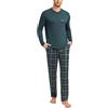 Leversic Pigiama Uomo Invernale Cotone Pigiama Due Pezzi Pigiama Maniche Lunghe e Pantaloni a Quadri S-4XL