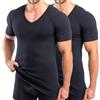 HERMKO 488710 - Confezione da 2 magliette a maniche corte da uomo con scollo a V e orlo in vita, 100% cotone biologico