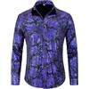 Allthemen Camicia da Uomo in Jacquard Camicia a Maniche Lunghe Paisley Regular Fit Camicia Casual Blu XXL
