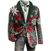 pvucpot Blazer Natalizi da Uomo Blazer Natalizie Rossa Elegante Giubbotto Uomo di Natale Cappotti Natalizia Festivo Aperto Sul Fronte Invernale Giacca Natalizio Stampa per Business Capodanno Natale