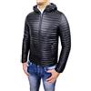 Evoga Giubbotto Uomo in Ecopelle Slim Fit Giacca Giubbino Coreana Casual (S, Nero A Righe con Cappuccio)