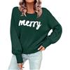 Generisch Maglione da donna con scritta Merry Christmas Natale, verde, S