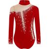 Freebily Body da Pattinaggio Artistico Bambina Maniche Lunghe Body Ginnastica Artistica Balletto Leotards con Strass Bodysuit Danza Classica Moderna Bodysuit da Allenamento Borgogna 13-14 anni