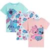 Disney Set di 3 T-Shirt Lilo e Stitch per Ragazze, Magliette estive Angel a Maniche Corte, Multicolore, 3-4 Anni