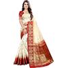 Indian Hawker Sari da donna in seta Banarasi arte indiana con sari di moda a jacquard con camicetta non cucita, bianco sporco, Large