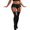 ohyeahlady Calze e Reggicalze Completo Hot Taglie Forti Reggicalze Donna Hot Curvy Pelle Con Calze In Pelle Set Lingerie Intimo Seducente L,Nero+Calze