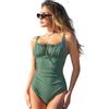 CUPSHE - Costume da bagno intero da donna, con scollo quadrato, taglio a spalla scoperta, cordoncino, auto-allacciatura, gancio posteriore, L