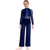 TiaoBug Ragazza Body Ginnastica Artistica Tuta Intera da Pattinaggio Artistico Balletto Leotards Body Danza Classica Moderna Jumpsuit Tutina Dancewear Performance Blu scuro 11-12 anni