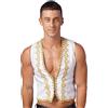 Mufeng Costume Sultano Arabo Uomo Gilet Indiano Senza Maniche Aperto sul Davanti Giacca da Principe Arabo Cosplay di Halloween Carnevale Festa a Tema Bianco A L
