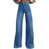 Generic Jeans da donna a gamba larga a vita alta - Pantaloni palazzo da donna eleganti taglie forti jeans svasati pantaloni in denim oversize Y2K jeans effetto jeans pantaloni elasticizzati pantaloni per il