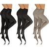 sesto senso Collant Donna in Microfibra Opaco 4 L0 Den 6 Pack Nero Grigio Grafite XL SET 3