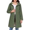 Tuopuda Giacca Donna in Pile Giacche con Cappuccio Lungo Giubbotto con Cerniera Giacca Softshell Antivento Parka Impermeabile Primavera Autunno Inverno(Verde militare,M)