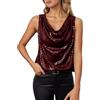 Vuncio Top Paillettes Donna Elegante Carnevale Cerimonia Canotta Camicie con Brillantini Donna Senza Maniche Scollo a V Festa Sera Cocktail Taglia Grande Tunica Bluse (S)