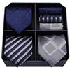 HISDERN Lotto 3 pezzi Cravatta da uomo Classica elegante Righe a quadri Cravatte in tinta unita e fazzoletto Cravatta in seta Set Cravatta per matrimoni Cravatta a quadri Set multipli